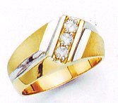 Item# RG1571 14k YG Men's 3 Stone CZ Ring